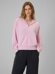4F Bluza dresowa regular z kapturem damska - różowa XS. Czerwone bluzy damskie 4F, xs, bez wzorów, z dresówki, z kapturem. W wyprzedaży za 149.99 zł.