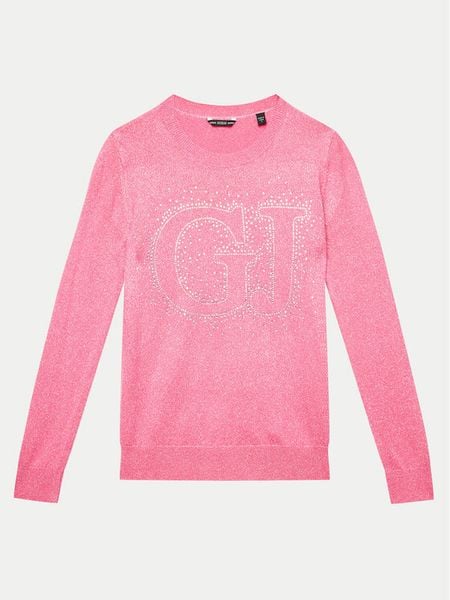 Guess Sweter J4YR00 Z3FP0 Różowy Regular Fit. Czerwone swetry dziewczęce Guess, z aplikacjami, z wiskozy, bez kołnierzyka, bez ramiączek. Za 129.99 zł.