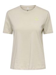 ONLY Koszulka w kolorze beżowym rozmiar: M. Brązowe bluzki damskie Only, m, bez wzorów, z bawełny, bez kołnierzyka, bez ramiączek. Za 43.99 zł.