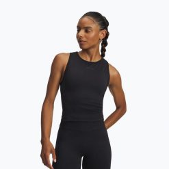 Koszulka Under Armour Project Rock Seamless. Czarne koszulki damskie Under Armour, bez wzorów, bez kołnierzyka, bez ramiączek. Za 149.99 zł.