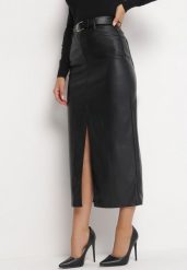 Czarna Spódnica Maxi z Ekoskóry i Paskiem Jile. Czarne spódnice damskie Born2be, l, z aplikacjami, maxi. Za 159.99 zł.