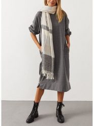 Milan Kiss Sukienka w kolorze szarym rozmiar: XL. Szare sukienki damskie Milan Kiss, bez wzorów, bez ramiączek. Za 174.02 zł.