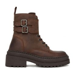 Trzewiki G-Star Raw. Brązowe botki damskie G-Star Raw, retro, bez obcasa, na płaskiej podeszwie, bez zapięcia. Za 449.99 zł.