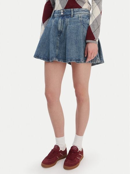 Tommy Jeans Spódnica jeansowa DW0DW21992 Niebieski Regular Fit. Niebieskie spódnice damskie Tommy Jeans, bez wzorów, z bawełny. Za 238.99 zł.