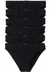 Figi (6 par). Brązowe figi bonprix, bez wzorów, ze skóry. Za 62.99 zł.