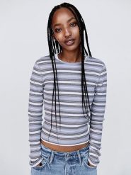 GAP Koszulka w kolorze szaro-białym rozmiar: XXL. Szare bluzki damskie GAP, xxl, bez wzorów, ze splotem, bez kołnierzyka, bez ramiączek. Za 84.21 zł.