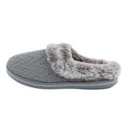 Kapcie damskie ocieplane Skechers 167225/GR szare. Szare kapcie damskie z gumy. Za 283.73 zł.