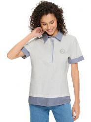 Heine Koszulka polo w kolorze białym rozmiar: 48. Białe bluzki damskie Heine, bez wzorów, bez kołnierzyka, bez ramiączek. Za 69.95 zł.