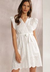 Biała Sukienka Adaelle. Białe sukienki damskie Renee, bez wzorów, z bawełny, boho, bez ramiączek. W wyprzedaży za 74.99 zł.