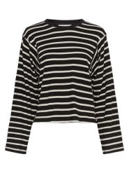 MOSS COPENHAGEN Sweter "Kenina" w kolorze czarno-białym rozmiar: S. Czarne swetry klasyczne damskie Moss Copenhagen, s, z bawełny, bez kołnierzyka. Za 192.33 zł.