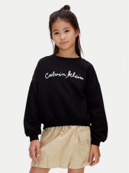 Calvin Klein Jeans Bluza LVCKSJB25G Czarny Relaxed Fit. Czarne bluzy dziewczęce Calvin Klein Jeans, bez wzorów, z bawełny, bez ramiączek, bez kaptura. Za 249.99 zł.
