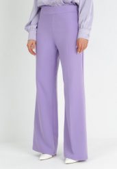 Jasnofioletowe Spodnie Szerokie High Waist Iners. Fioletowe spodnie materiałowe damskie Born2be, bez wzorów, z jeansu. Za 79.99 zł.
