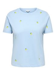 ONLY Koszulka w kolorze błękitnym rozmiar: XL-54. Niebieskie bluzki damskie Only, xl, bez wzorów, z bawełny, bez kołnierzyka, bez ramiączek. Za 60.99 zł.