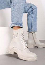 Beżowe Botki Sznurowane w Stylu Workerów ze Skórzaną Wkładką Mevanor. Brązowe botki damskie Renee, eleganckie, bez obcasa, na obcasie, bez zapięcia. Za 139.99 zł.