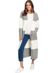 Heine Kardigan w kolorze szaro-kremowym rozmiar: 38. Brązowe kardigany damskie Heine, bez wzorów, z wełny. Za 175.67 zł.