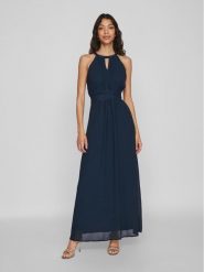 Vila Sukienka wieczorowa Milina 14052647 Granatowy Regular Fit. Niebieskie sukienki damskie Vila, bez wzorów, z syntetyku, wizytowe, bez ramiączek. Za 159.99 zł.