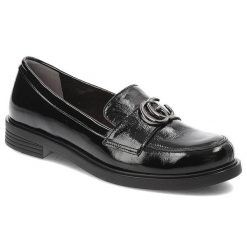 Czarne Półbuty Armodo Skórzane Eleganckie Buty. Czarne półbuty damskie Armodo, na wiosnę, bez wzorów, z materiału, bez obcasa, bez zapięcia. Za 279.00 zł.