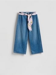 Jeansy culotte z opaską - niebieski. Niebieskie jeansy damskie Reserved. Za 139.99 zł.