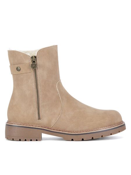 Go Soft Botki WS6207-10 Beżowy. Brązowe botki damskie GO SOFT, z materiału, bez obcasa, na płaskiej podeszwie, bez zapięcia. Za 199.99 zł.