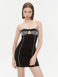 Patrizia Pepe Sukienka koktajlowa 2A2637/J153-K103 Czarny Slim Fit. Czarne sukienki damskie Patrizia Pepe, bez wzorów, z syntetyku, wizytowe, bez ramiączek. Za 1,469.00 zł.