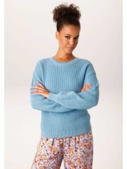 Aniston Sweter w kolorze błękitnym rozmiar: 34. Niebieskie swetry klasyczne damskie Aniston, z bawełny, bez kołnierzyka. Za 104.99 zł.