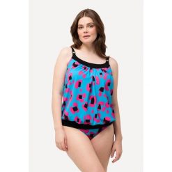 Damskie Tankini neonowy wzór w panterkę miękkie miseczki ramiączka z regulacją. Niebieskie bikini Ulla Popken, bez wzorów, z elastanu. Za 279.99 zł.