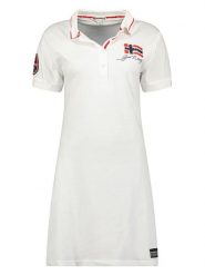Geographical Norway Sukienka polo w kolorze białym rozmiar: L. Białe sukienki damskie Geographical Norway, bez wzorów, z bawełny, bez ramiączek. Za 57.06 zł.