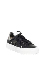 Patrizia Pepe Skórzane sneakersy w kolorze srebrno-czarnym rozmiar: 38. Czarne obuwie sportowe damskie Patrizia Pepe, ze skóry, bez zapięcia. Za 483.45 zł.