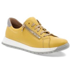 Żółte Sneakersy Wasak Modne Obuwie Damskie. Żółte obuwie sportowe damskie Wasak, na wiosnę, ze skóry, bez zapięcia. Za 329.00 zł.