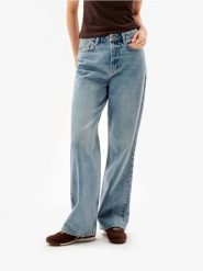 Jeansy wide leg z efektem sprania - niebieski. Niebieskie jeansy damskie Sinsay. Za 59.99 zł.