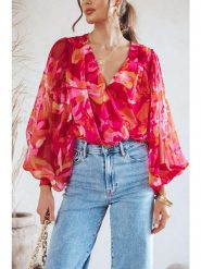 Milan Kiss Bluzka w kolorze różowo-czerwonym rozmiar: L. Różowe bluzki damskie Milan Kiss, l, bez wzorów, bez kołnierzyka, bez ramiączek. Za 127.05 zł.