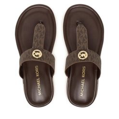 Japonki MICHAEL Michael Kors. Brązowe klapki damskie MICHAEL Michael Kors, bez wzorów, bez obcasa, bez zapięcia. Za 479.99 zł.