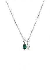 Elli PREMIUM Naszyjnik z kamieniem Damski wisiorek kropla drobny łańcuszek ogniwo Syntetyczny Szmaragd Baguette Cut Zielony 925 Sterling Silver 45 cm. Szare naszyjniki damskie Elli PREMIUM, z cyrkonią, srebrne. Za 298.99 zł.