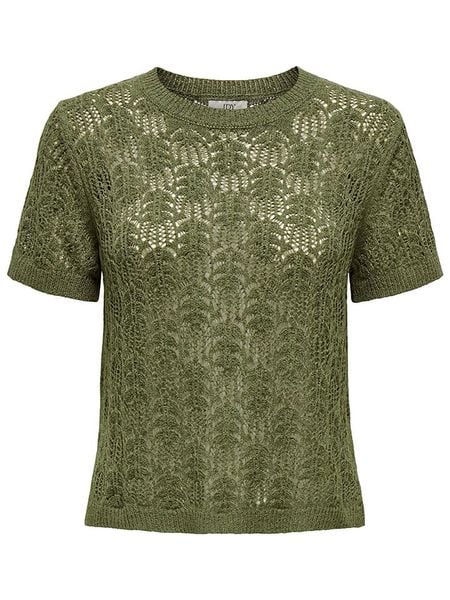 JDY Koszulka dzianinowa w kolorze khaki rozmiar: XS. Brązowe bluzki damskie JDY, xs, bez wzorów, z dzianiny, bez kołnierzyka, bez ramiączek. Za 48.05 zł.