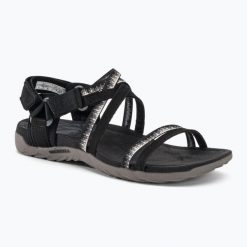 Sandały Turystyczne Lifestyle Damskie Merrell Terran 3 Cush Lattice. Czarne sandały damskie Merrell, bez wzorów, bez obcasa, bez zapięcia. Za 289.99 zł.