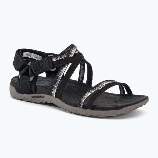 Sandały Turystyczne Lifestyle Damskie Merrell Terran 3 Cush Lattice. Czarne sandały damskie Merrell, bez wzorów, bez obcasa, bez zapięcia. Za 289.99 zł.