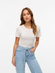 Vero Moda Koszulka w kolorze białym rozmiar: XL. Białe bluzki damskie Vero Moda, xl, bez wzorów, z bawełny, bez kołnierzyka, bez ramiączek. Za 65.85 zł.