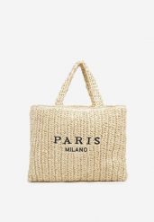 Beżowa Torebka Typu Shopper Ozdobiona Plecionką Zenauri. Brązowe shopper bag Renee, bez wzorów, z jeansu, bez dodatków. Za 69.99 zł.
