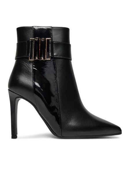 Baldowski Botki D04834-1451-002 Czarny. Czarne botki damskie Baldowski, ze skóry, bez obcasa, na szpilce, bez zapięcia. Za 639.99 zł.