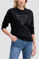 GUESS Czarna bluza damska z cyrkoniami Triangle Lace, Rozmiar L. Czarne bluzy damskie Guess, l, z aplikacjami, z dresówki, bez kaptura. W wyprzedaży za 239.99 zł.
