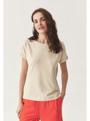 TATUUM Koszulka "Boti" w kolorze beżowym rozmiar: S. Brązowe bluzki damskie TATUUM, s, bez wzorów, bez kołnierzyka, bez ramiączek. Za 112.45 zł.