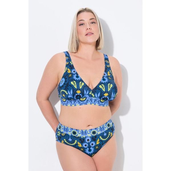 Damskie Bikini miękkie miseczki regulowane ramiączka. Niebieskie bikini Ulla Popken, bez wzorów, z elastanu. W wyprzedaży za 191.99 zł.