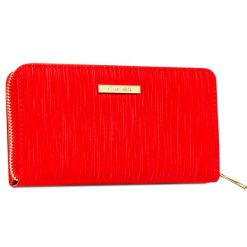 Duży czerwony portfel damski ze skóry ekologicznej poziomy na zatrzask i suwak 4U CAVALDI CHWJ-08. Czerwone portfele damskie 4U Cavaldi, bez wzorów, ze skóry ekologicznej. Za 45.00 zł.