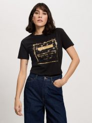 Cross Jeans Koszulka w kolorze czarnym rozmiar: L. Czarne bluzki damskie Cross Jeans, l, bez wzorów, z jeansu, bez kołnierzyka, bez ramiączek. Za 52.67 zł.