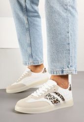 Beżowo-Panterkowe Klasyczne Sneakersy Tenisówki na Półprzezroczystej Podeszwie Niniel. Brązowe obuwie sportowe damskie Renee, z jeansu, bez zapięcia, tenisowe. Za 74.99 zł.