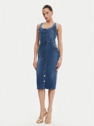 Fracomina Sukienka jeansowa FP25SD4001D46402 Niebieski Slim Fit. Niebieskie sukienki damskie Fracomina, bez wzorów, z bawełny, bez ramiączek. Za 439.99 zł.
