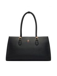 Tommy Hilfiger Torebka Th Grace Satchel AW0AW18750 Czarny. Czarne torebki klasyczne damskie Tommy Hilfiger, ze skóry, bez dodatków. Za 699.99 zł.