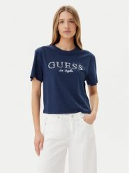 Guess T-Shirt V5GI09 K9RM1 Granatowy Regular Fit. Niebieskie t-shirty damskie Guess, xxs, z aplikacjami, z bawełny, bez kołnierzyka. Za 79.99 zł.