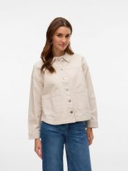 Vero Moda Kurtka przejściowa w kolorze kremowym rozmiar: XS. Brązowe kurtki damskie Vero Moda, xs, bez wzorów, bez kaptura. Za 83.22 zł.