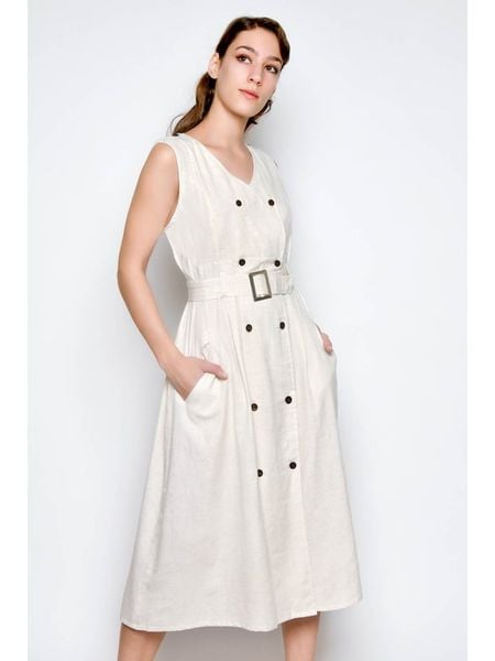 Tarifa Sukienka w kolorze kremowym rozmiar: M. Brązowe sukienki damskie Tarifa, bez wzorów, z bawełny, bez ramiączek. Za 153.71 zł.